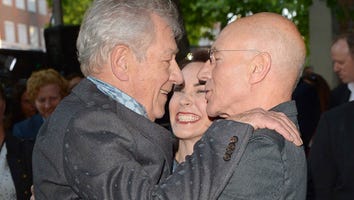 Best Bromance Ever! Patrick Stewart and Ian McKellen Kiss at 'Mr. Holmes' Premiere