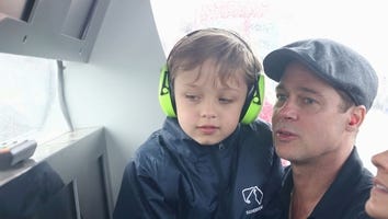 Brad Pitt and Look-Alike Son Knox Bond at the British Grand Prix