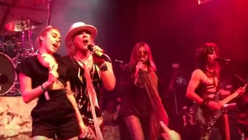 Miley and Billy Ray Cyrus Join Cover Band Steel Panther On Stage, Rock Out to Def Leppard