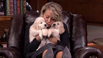 Kaley Cuoco-Sweeting Gets Covered in Puppies, Nearly 'Dies' From Excitement