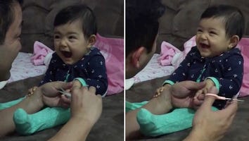 Watch This Baby Prank Her Dad by Pretending to Cry Every Time He Tries to Cut Her Nails
