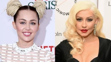 Miley Cyrus and Christina Aguilera Sport Adorable Matching Ponytails on 'The Voice' Set