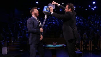 Chris Evans and Jimmy Fallon Pour Ice-Cold Water Down Each Other's Pants in 'Frozen Blackjack'