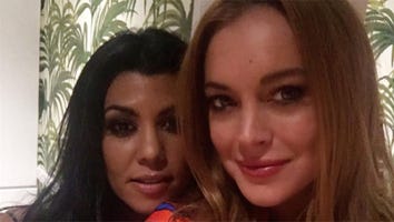 Kourtney Kardashian and Lindsay Lohan Swap Dresses for Girl's Night Out in London