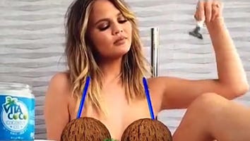 Chrissy Teigen Strips Down to Bra Made of Coconut Emojis on Snapchat