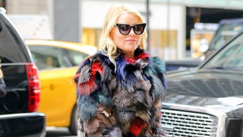 Jessica Simpson Sports Bizarre Colored Fur Coat and Giant Flared Trousers in NYC -- See the Pic