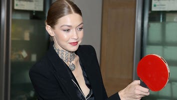 Gigi Hadid Wears Sexy Silk PJ's and Plays Ping Pong at VIP Dinner
