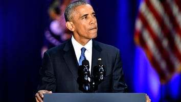 Barack Obama Greeted by Cheering Crowd While Stepping Out in New York City
