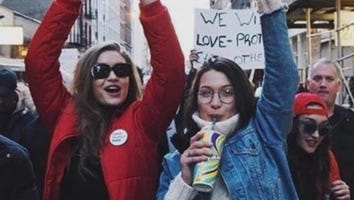 Gigi and Bella Hadid March With New York Protesters Against Immigration Ban