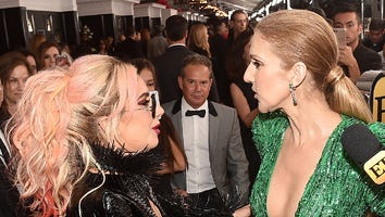 EXCLUSIVE: Lady Gaga and Celine Dion Have the Most Epic Meeting on the GRAMMYs Red Carpet