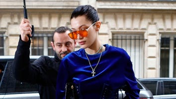 Bella Hadid Trades Sexy Leather Outfit for Vintage Blue Velvet in Paris