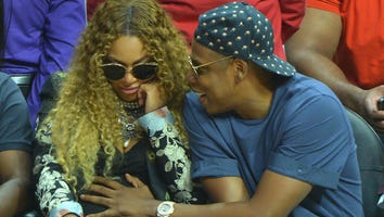 Jay Z Ecstatically Rubs Beyonce's Belly Courtside -- See the Adorable Pic!
