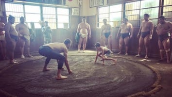 Tom Brady Sumo Wrestles with Son John - See Photos of Their Trip to Asia