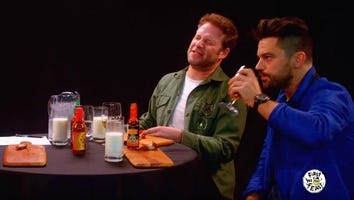 Seth Rogen and Dominic Cooper Can't Hide Their Anguish While Eating Terrifyingly Spicy Hot Wings -- Watch!