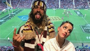 Jason Momoa Takes 'Aquaman' Co-Star Amber Heard to a Rugby Match With His Kids -- See the Cute Pics!