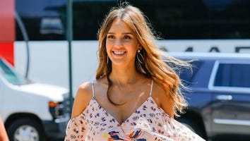 Pregnant Jessica Alba Shows Off Burgeoning Baby Bump in Floral Dress