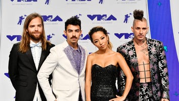 Joe Jonas Goes '70s With Disco Glitter and a Full-On Mustache at 2017 MTV VMAs -- See the Pics!