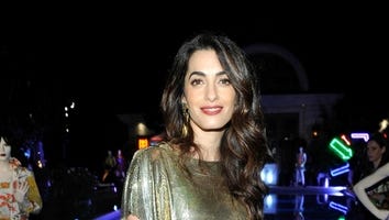 Amal Clooney Shimmers in Metallic Gold Dress and Matching Heels -- See the Chic Look!