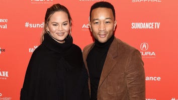 John Legend Helps Chrissy Teigen Cover Her Baby Bump in Spandex: Watch the Cute Moment!