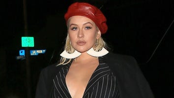 Christina Aguilera Rocked a Pinstripe Jumpsuit and Red Beret for Night Out: Pics!