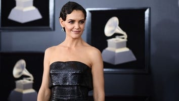 Katie Holmes Rocks the 2018 GRAMMYs Red Carpet Solo -- See Her Edgy Look!