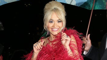 Rita Ora Channels Lady Gaga's Venice Film Fest Look in Stunning Feathered Dress