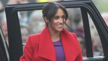 Meghan Markle Turns Heads in Bright Purple and Red Look for Outing With Prince Harry: Pics