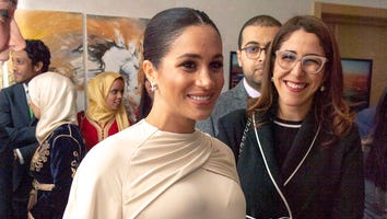 Meghan Markle Looks Radiant in Cape Dress as She and Prince Harry Attend a Dinner in Morocco
