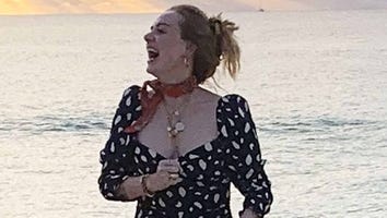 Adele Shows a Lot of Leg on the Beach in Figure-Hugging Sundress