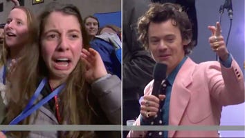 Watch Harry Styles' Superfan Flip Out and Fall to the Ground After He Gives Her VIP Tickets