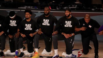 LeBron James and Fellow NBA Players Kneel for National Anthem in Black Lives Matter Shirts as Season Returns