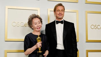 Yuh-Jung Youn and Brad Pitt Share Hilarious Onstage Moment at 2021 Oscars