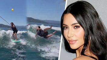 Watch Kim Kardashian Fall Off Her Wakeboard While on Vacation