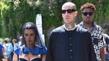 Kourtney Kardashian Wears Black and Blue Lace Veil Ahead of Wedding Ceremony -- See the Family Outing Pics