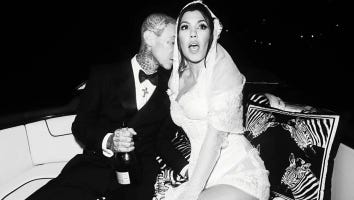 Travis Barker Showers Kourtney Kardashian With PDA in New Wedding Photos