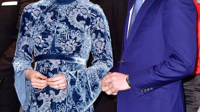 Pregnant Kate Middleton Looks Spectacular in Blue Velvet Dress for Swedish  Event | Entertainment Tonight
