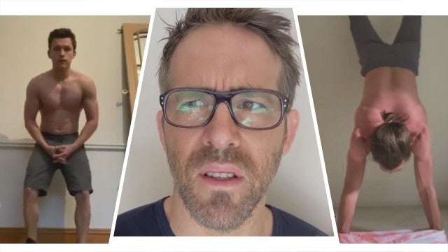 Ryan Reynolds Reacts to Tom Holland and Jake Gyllenhaal's Shirtless Handstand Challenge 