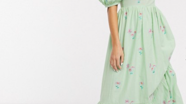 embroidered wedding dress floral A-line Yellow Sunflower Wedding Dress Boho Off Shoulder Gown Floral Em –  SELINADRESS main image 1