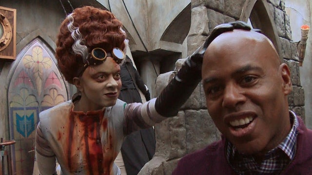 Watch ET's Nischelle Turner Scare Kevin Frazier as She Transforms Into ‘The Bride of Frankenstein’