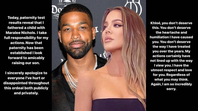 Tristan Thompson Says He’s Sorry to Khloe Kardashian After Admitting He Fathered a Third Baby