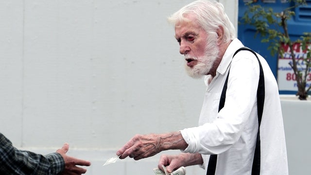 Dick Van Dyke Hands Out Money at Labor Center in Malibu