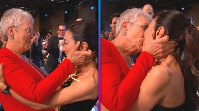 Watch Jamie Lee Curtis Kiss Michelle Yeoh After 2023 SAG Awards Win