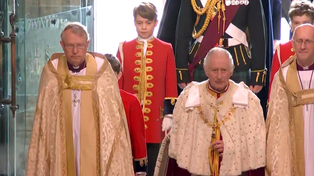 Watch Prince George Holds King Charles' Robe as He Enters Coronation