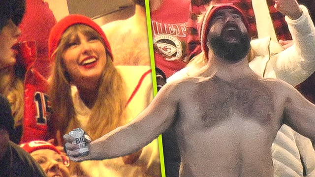 Taylor Swift Reacts to Shirtless Jason Kelce as They Celebrate Travis' Chiefs Win