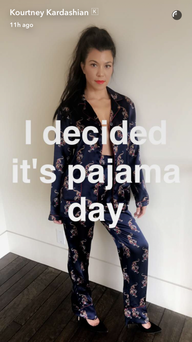Kourtney Kardashian Rocks a Sexy Pajama Look Complete With Heels