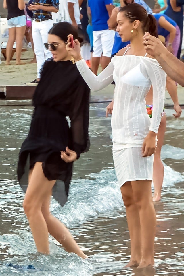 Bella Hadid and Kylie Jenner in a beach
