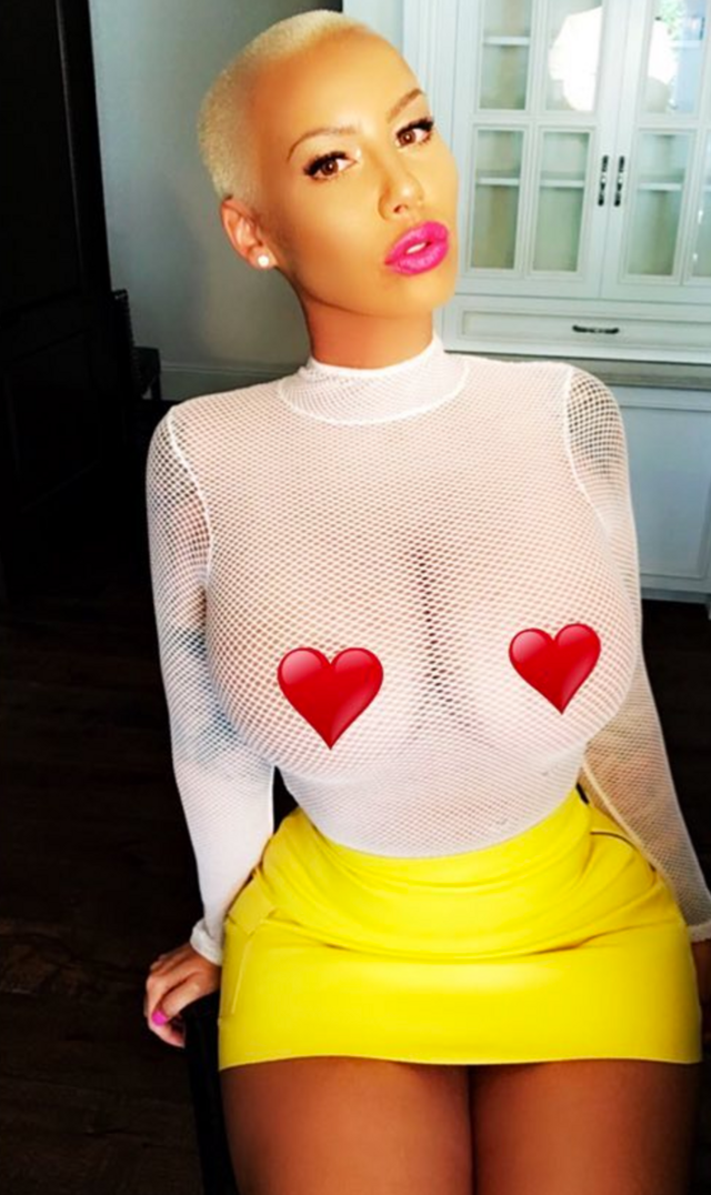 amber rose see through dress VMAs 2017: Amber Rose Wore a Long Wig and Nearly-Naked Dress