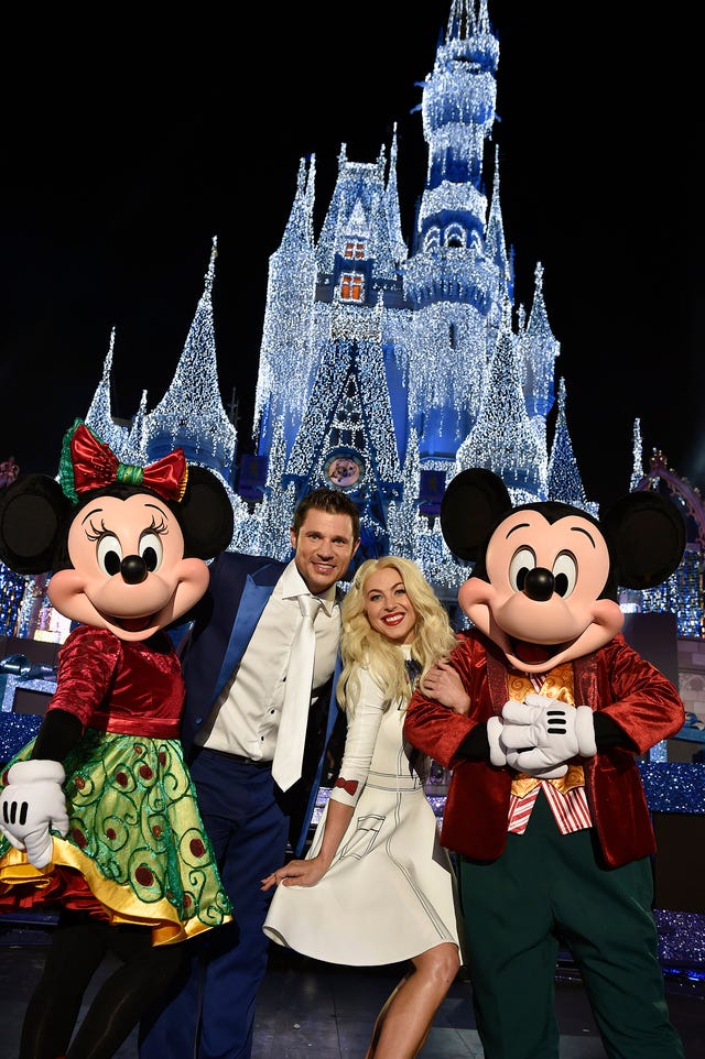 Nick Lachey and Julianne Hough with Mickey and Minnie