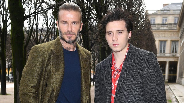 David Beckham and Brooklyn Beckham during Paris Fashion Week