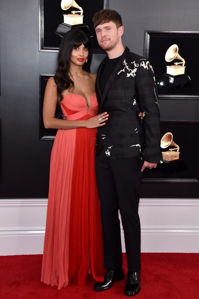 Jameela Jamil and James Blake at the 61st Annual GRAMMY Awards